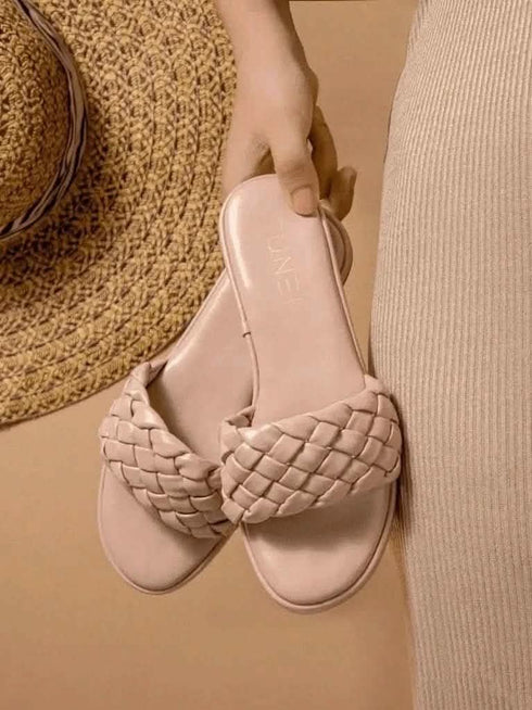 Womens Braided Peach Flats